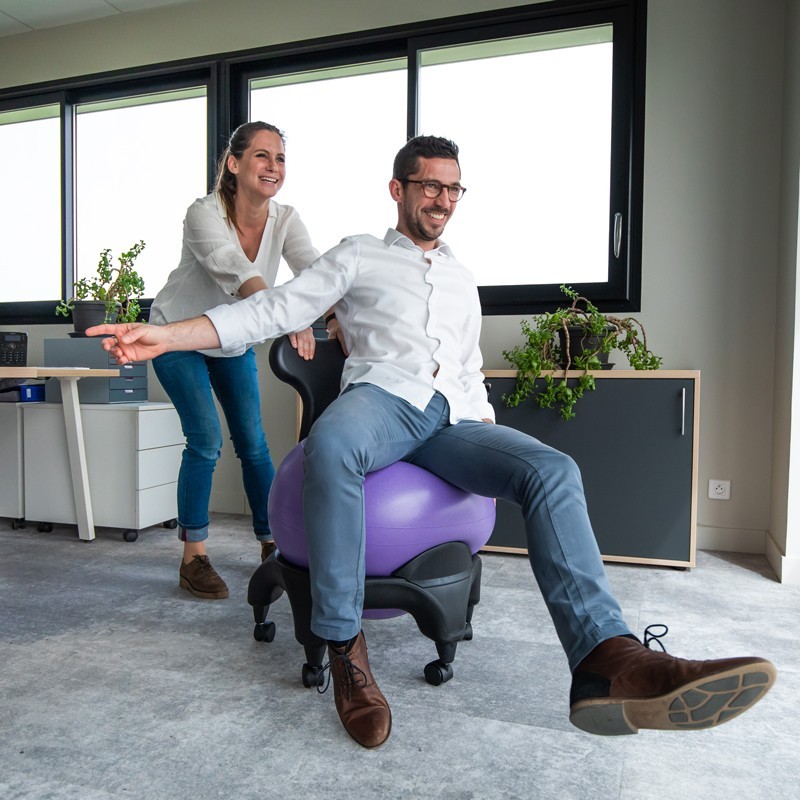 Active Chair/Chaise Ergonomique avec Ballon D'exercise/balles D'exercices  Mixte Adulte, Renforcez Votre Exercice De Base, Fabriqué en ABS + PE  Ajustez